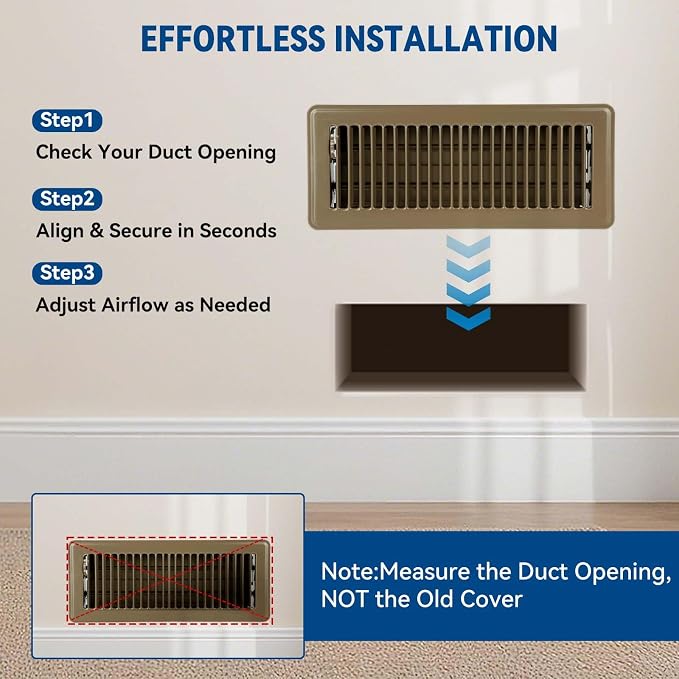 4" x 10" Floor Register Vent Covers 4Pack, Steel Floor Vent - Image 7