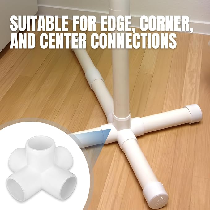20-Pack 1/2 inch 5 Way PVC Fitting Elbow Furniture Grade Pipe Connector - Image 6