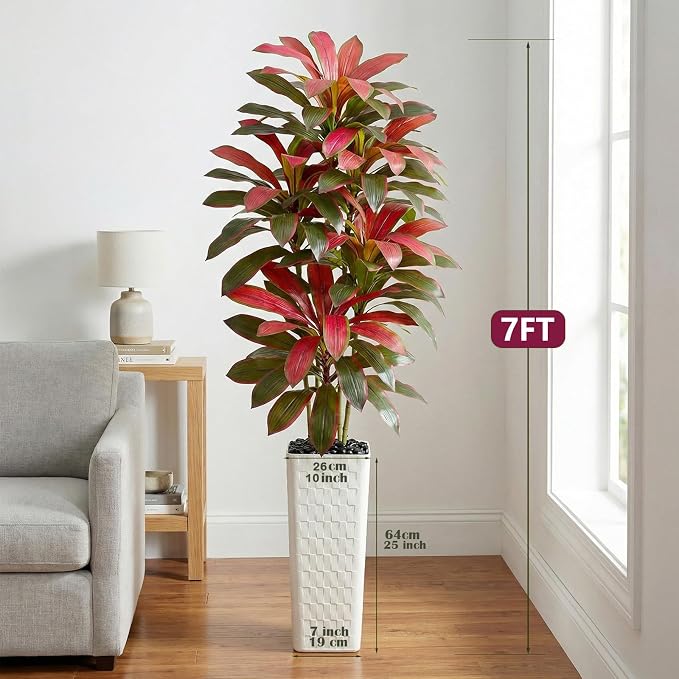 Artificial Red Dracaena Tree Indoor, 7FT Tall Fake Floor Plants - Image 4