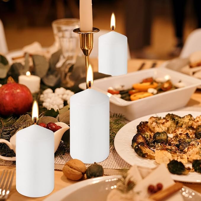 Howemon 20 Pcs Bulk Long Burning Wax Pillar Candles 2" x 4" Dripless Unscented - Image 5