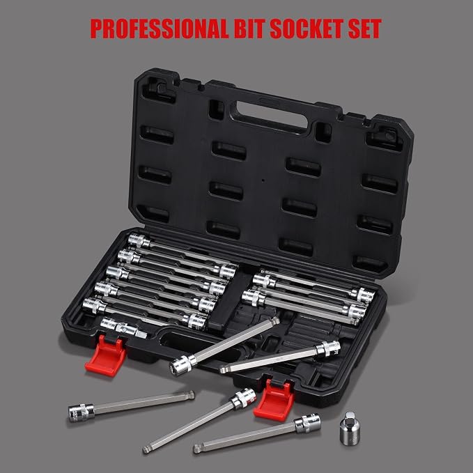 3/8 Inch Drive Long Ball End Hex Bit Socket Set, 20-Piece SAE & Metric Allen - Image 7