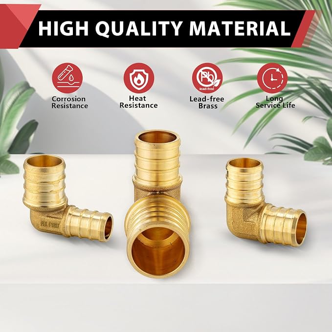 25PACK EFIELD 3/4 Inch Pex Elbow Barb Crimp Brass Fitting | - Image 4