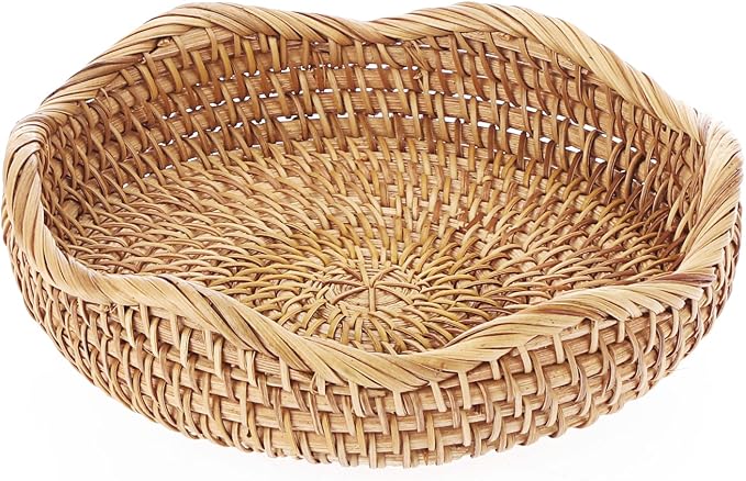 Hipiwe Round Key Basket Bowl for Entryway 7.3" Small Rattan Serving Tray | - Image 8