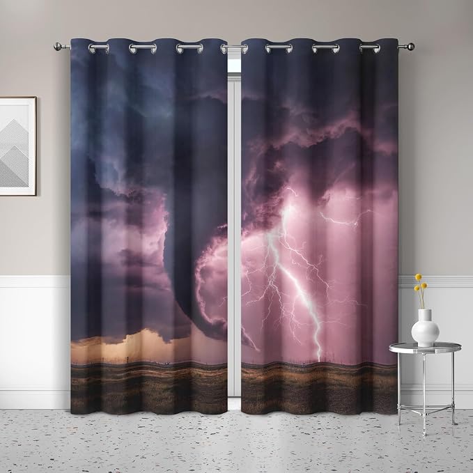 Tornado Blackout Curtains 39 Inches Long, Lightning Storm Curtains by Unknown