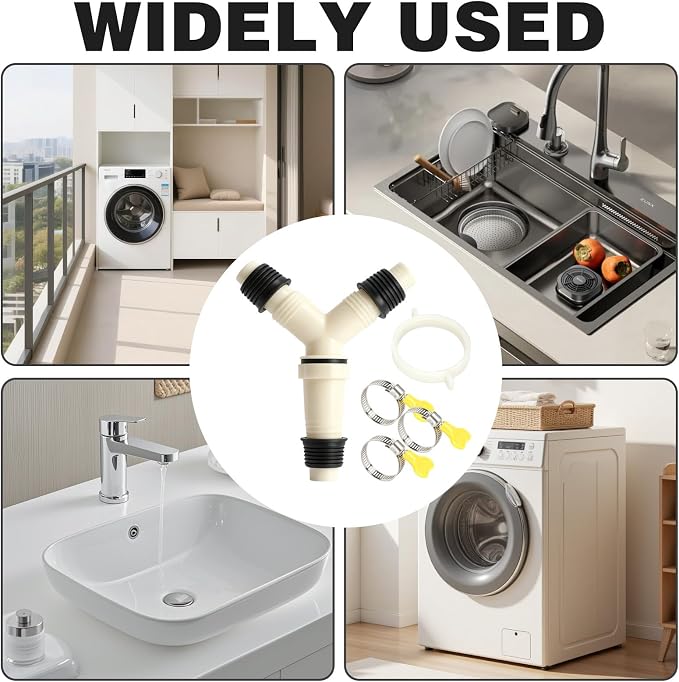Washing Machine Drain Hose Adapter, 3-Way Drain Line Tee Extension Fitting - Image 7