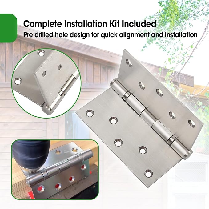 4 Pcs 5 Inch Heavy Duty Door Hinges 5x5 Stainless Steel Ball Bearing | Square - Image 5