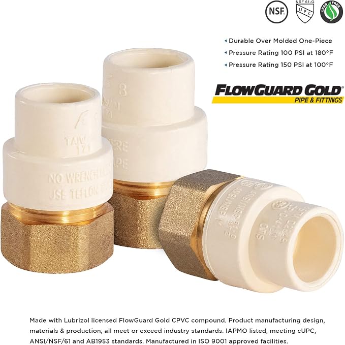 Midline Valve CSDQG034-OM-5 Female x CPVC Adapter Transition Pipe Fitting; - Image 3