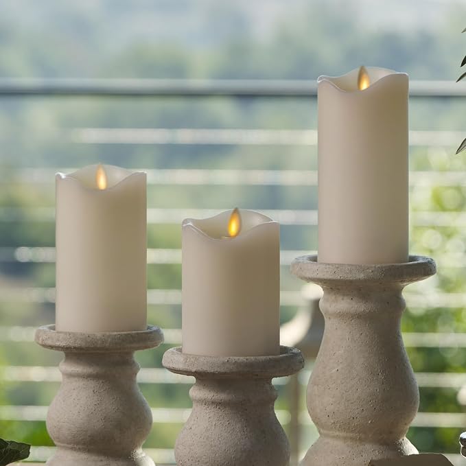 Co. Flameless Moving Flame Pillars, Unscented Wax Melted Edge, AA Batteries - Image 7