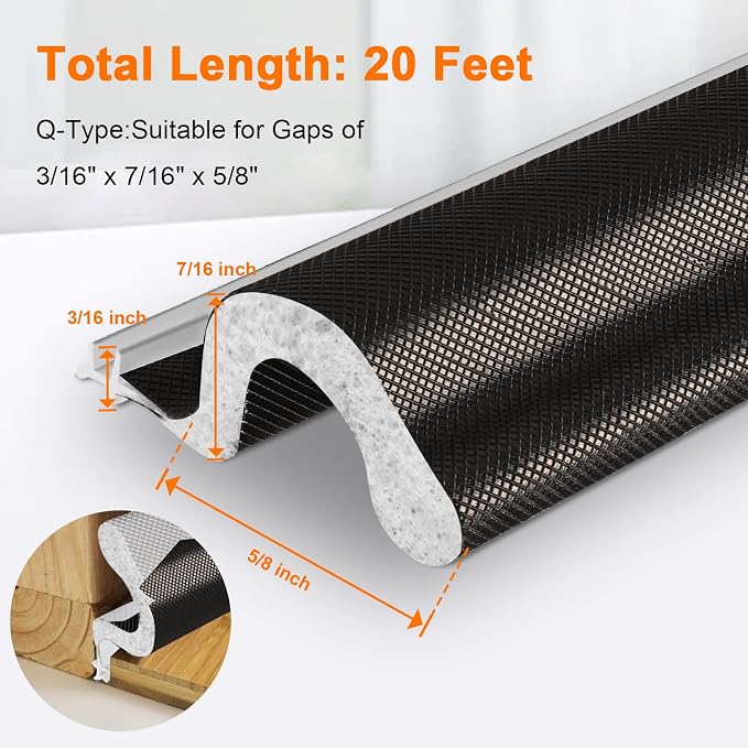 Storystore 20 FT Foam Kerf Weather Stripping Door Seal, Draft blocking - Image 3