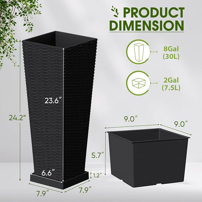 Devoko Resin 23.6'' Tall Planters - Image 7