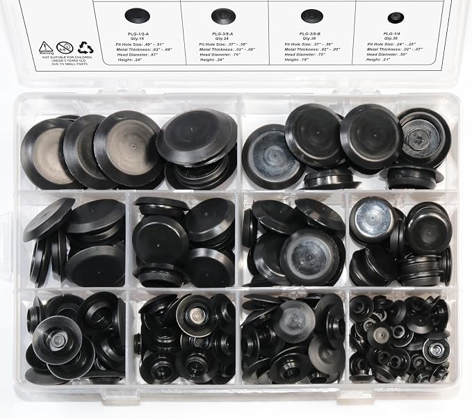 182pcs Auto Body Black Plastic Hole Plug Button and Flush Mount Sheet Metal - Image 7