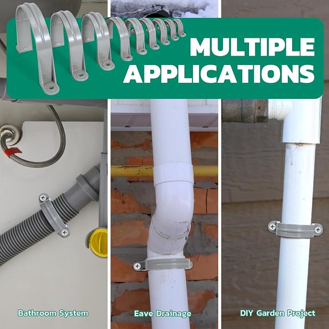 OURU 56PCS PVC Pipe Straps Assortment, 2-Hole Conduit Clamp, 6 Sizes | Fits - Image 8