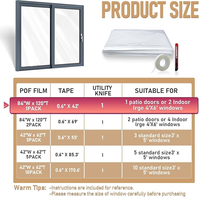 Window Insulation Kit for Winter, Plastic Shrink Film Indoor Thermal Seal to - Image 3