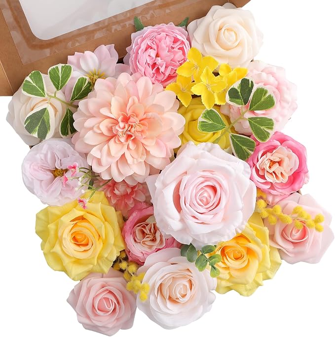 Artificial Flowers Fake Rose Flowers Dahlia by FloweroyalCrafts