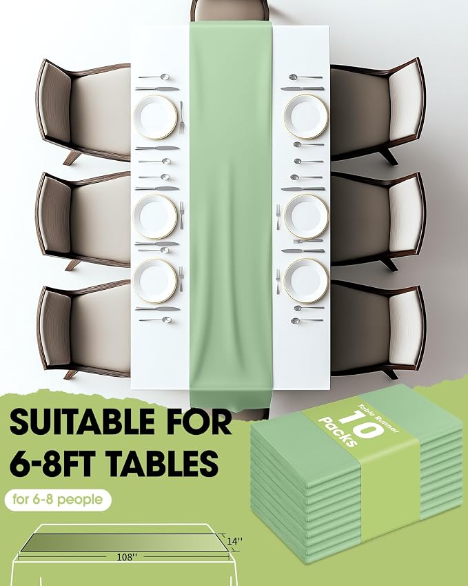 Pureegg Sage Green Plastic Table Runners - Image 4
