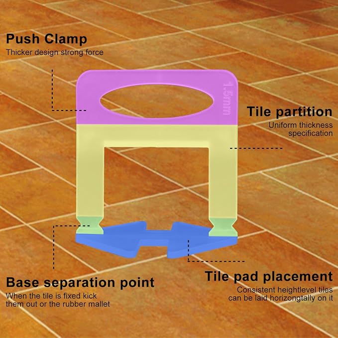 Tile Leveling System Clips 1/16" Tile Leveler Clips 1/16 tile spacer 1.5mm tile - Image 3