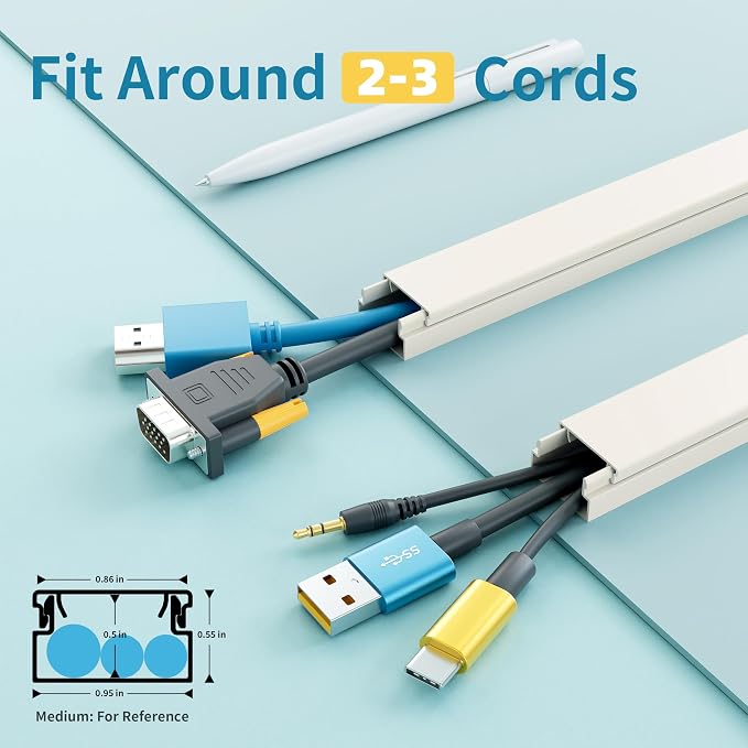 Delamu Cord Hider, 100in Self-Adhesive Cord Cover Kit - Image 2