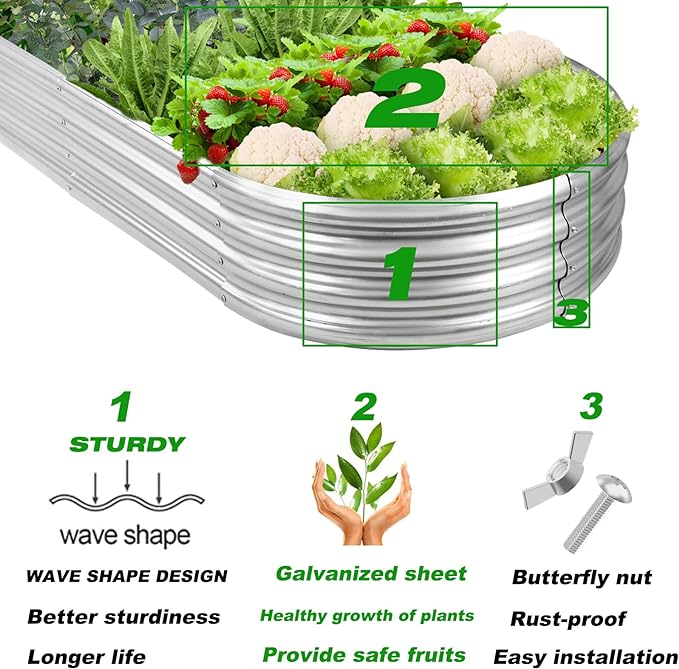 Rakukiri Raised Garden Bed GRS Certified Galvanized Planter Box Outdoor - Image 5
