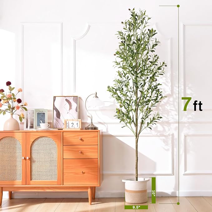 Artificial Olive Tree, 7FT Tall Faux Olive Trees - Image 2