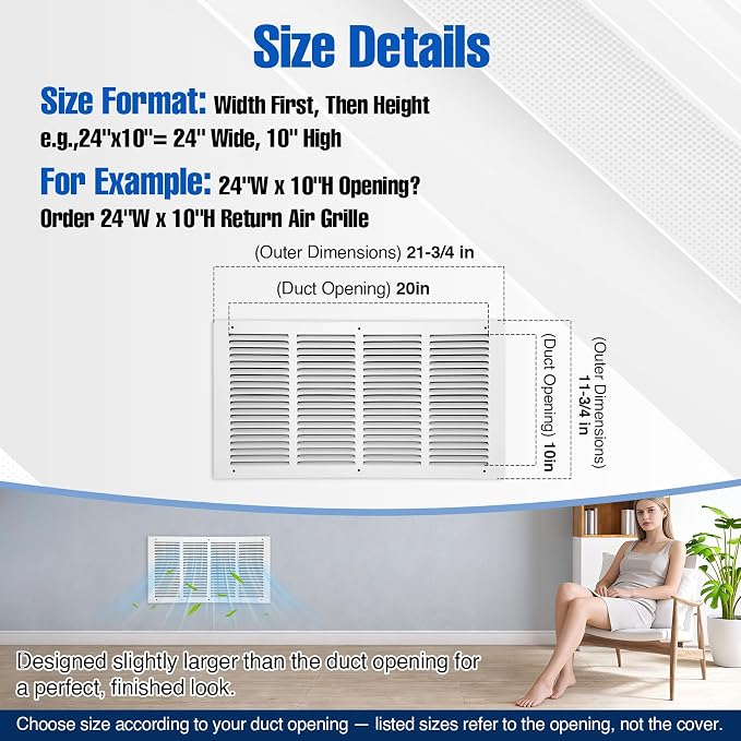Fancat 20x10 Duct Opening | Steel Return Air Grille | Vent Cover Grill - Image 4