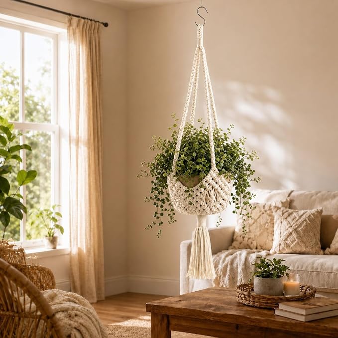 Shappy 1 Pack Boho Macrame Plant Hanger - Image 5