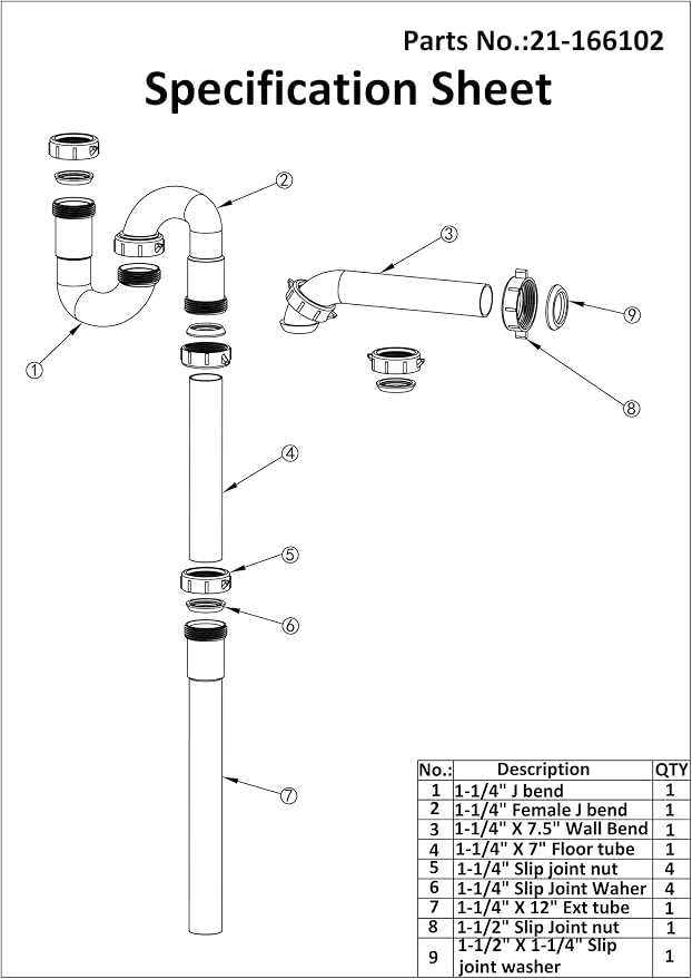 Bathroom Sink Drain Kit, for Most 1-1/4” Bathroom & Kitchen Sink Drain Repair - Image 7