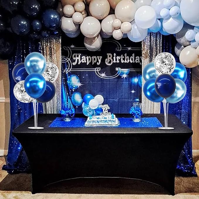 TONIFUL 4 Set Metallic Blue Silver Balloon Stand Balloon Centerpiece Table | - Image 6
