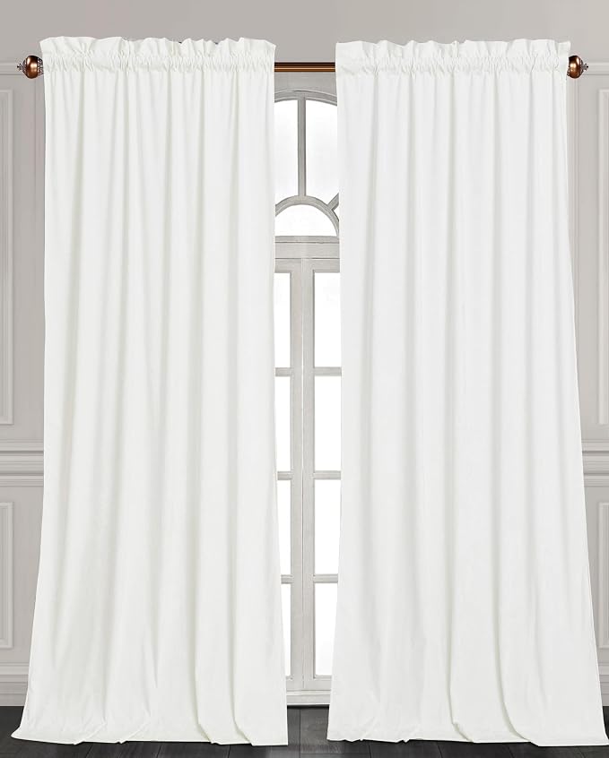 Chezmoi Collection Lux Cream White Crushed Velvet Curtains 2 Panel Set by ChezmoiCollection