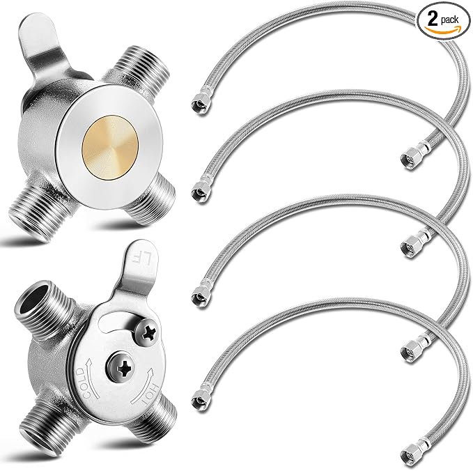 Yaocom 2 Pcs 3/8" Manual Mixing Valve Hot Cold Water Temperature Mixer by Yaocom