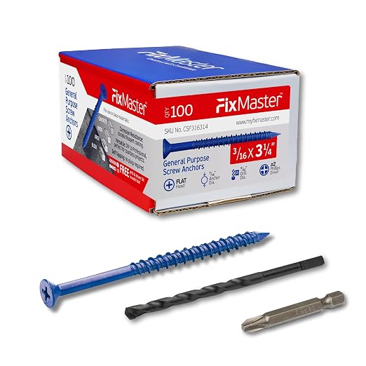 3/16 x 3-1/4" Countersunk Phillips Flat Head Blue Concrete Screw Anchors by Unknown