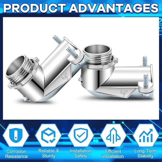 12 Pack Cable Connectors 90 Degree Squeeze Fittings Zinc Die Cast Cable Conduit - Image 4