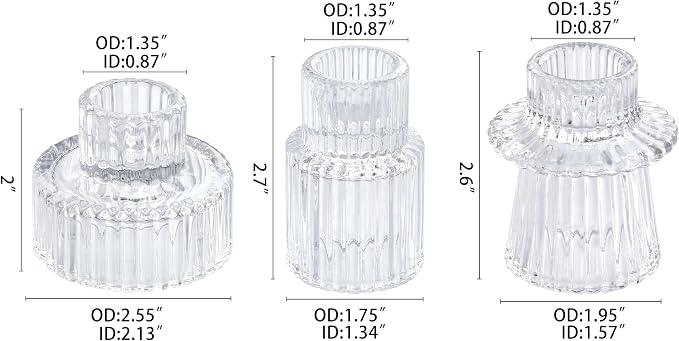 Vixdonos Glass Candlestick Holders Tealight Candle Holders - Image 2