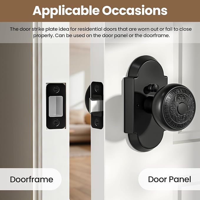 Deadbolt Strike Plate Door Backplate 1" x 2 1/4" Matte Black Round Corner | - Image 3