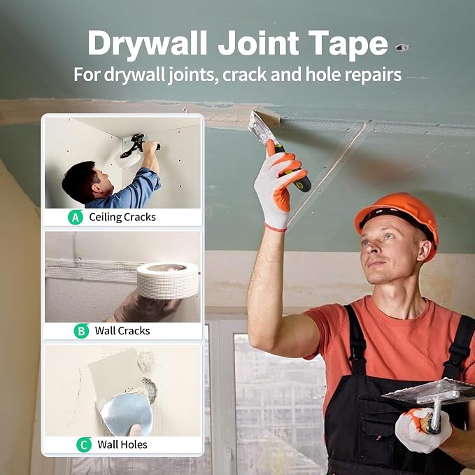 NEZUIBAN Drywall Joint Tape 1.97 in x 150 Ft, 13 Mesh Heavy-Duty Fiberglass - Image 3