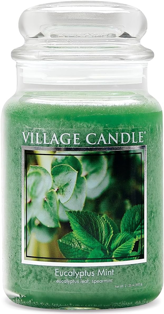 Village Candle Eucalyptus Mint Large Glass Apothecary Jar Scented Candle by VillageCandle