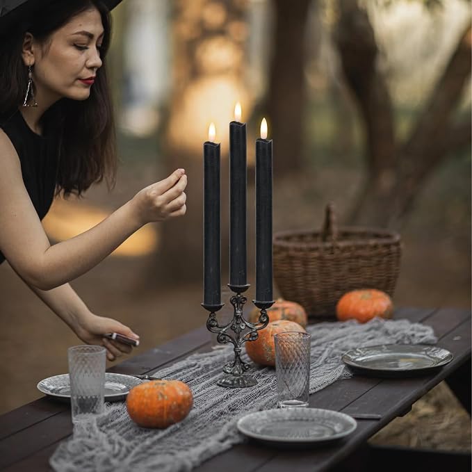 GenSwin Flameless Taper Candles LED Battery Operated Remote Timer Black | LED - Image 2