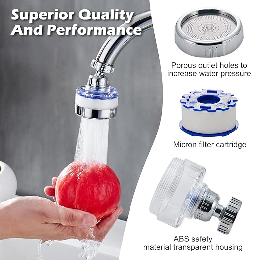 8 Pcs Sink Water Filter Faucet Set, 360 ° Rotating Bathroom Sink Filter - Image 7