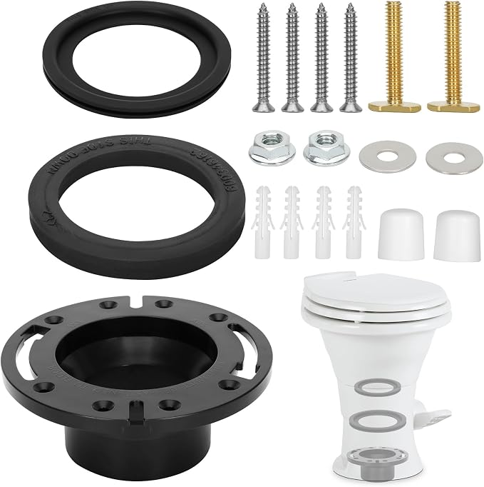RV Toilet Seal with 3" Socket Floor Flange Kit by CableRailing