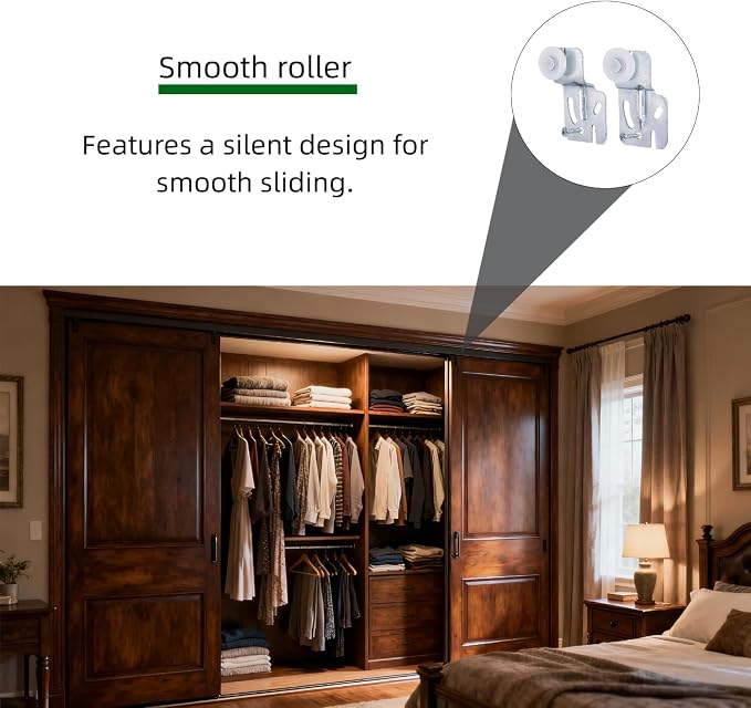 Quiet Glide Sliding Door Roller Set, Top-Hung Sliding Door Hardware Roller & - Image 4