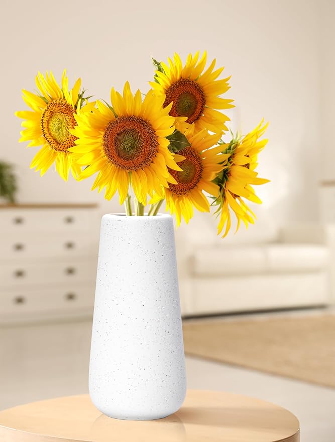 D'vine Dev 8 Inch Ceramic Flower Vase Textured Finishing, Minimalist Design - Image 5