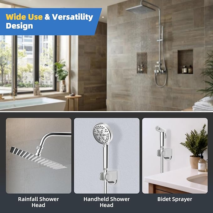 Hibbent All Metal 1 Pack Shower Head Flow Control Valve, G1/2 Brass Shut-off - Image 5