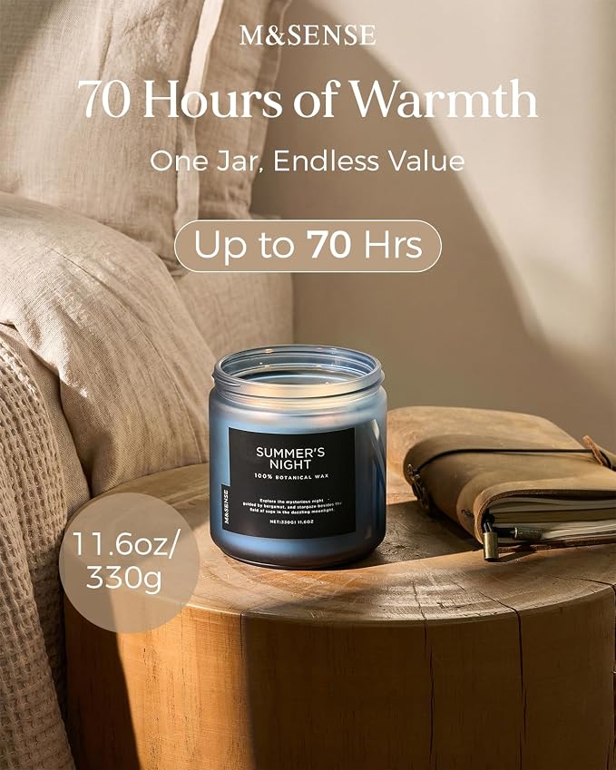 M&SENSE Summer's Night Home Scented Candles, 11.6oz Natural Soy Wax 70 Hrs | - Image 3