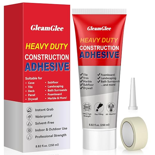 Construction Adhesive, 8.8 fl oz Heavy-Duty Waterproof Cement Glue | Strong by GleamGlee