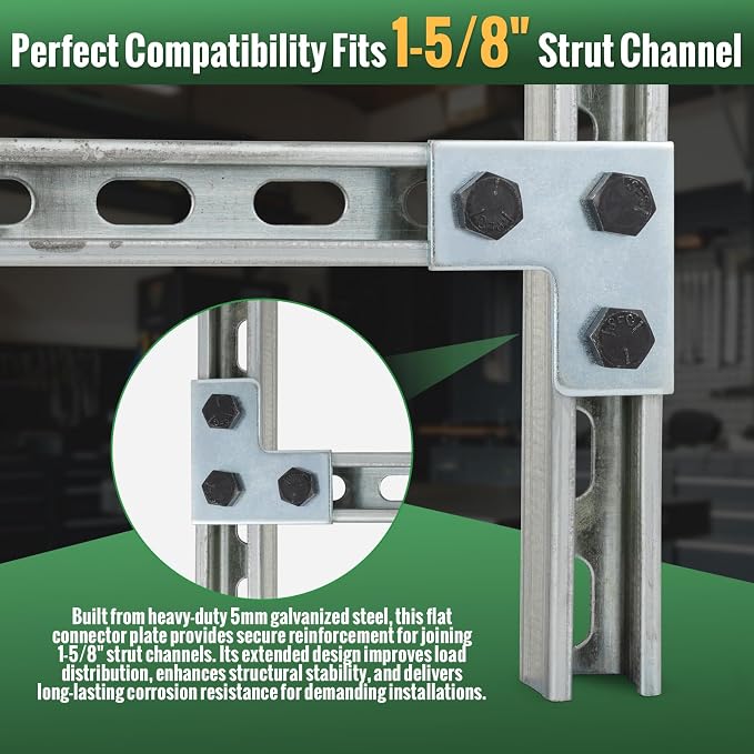 20 Pack Strut Channel Flat Plate Connector, Strut Accessories & Fittings - Image 5