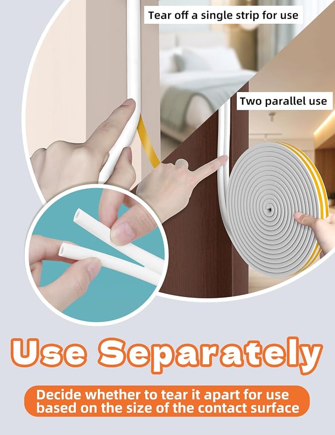 32.8 Ft Weather Stripping Door Seal Strip, Self Adhesive Door Soundproofing D - Image 4