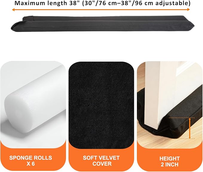 Under Door Draft Stopper 30-38" Adjustable Wind Stopper - Image 2