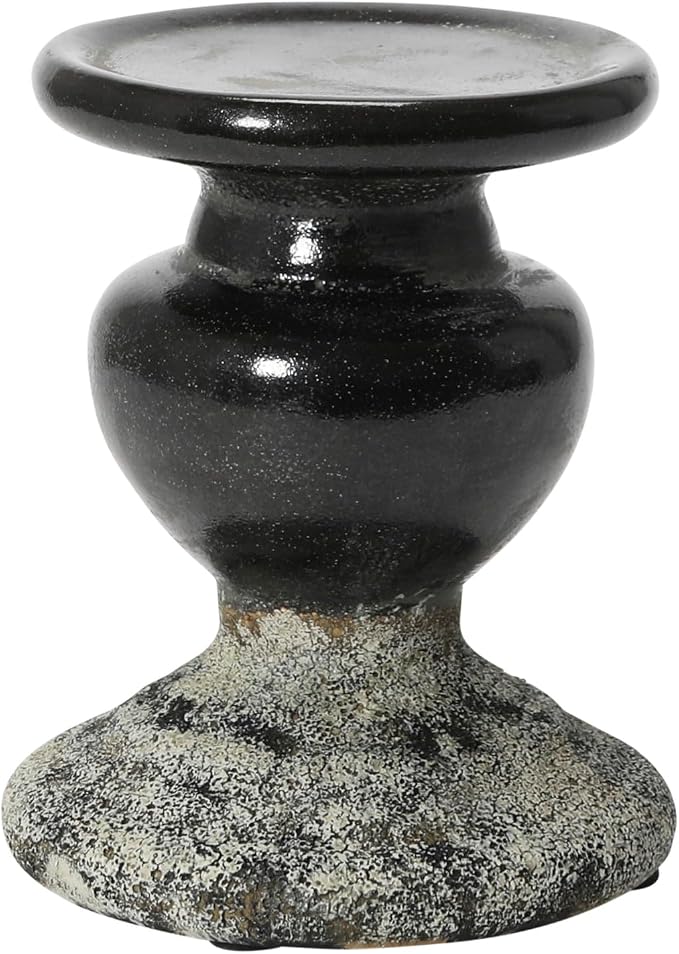 Creative Co-Op 2-Tone Sculptural Terracotta Pillar Candle Holder, Distressed by Unknown