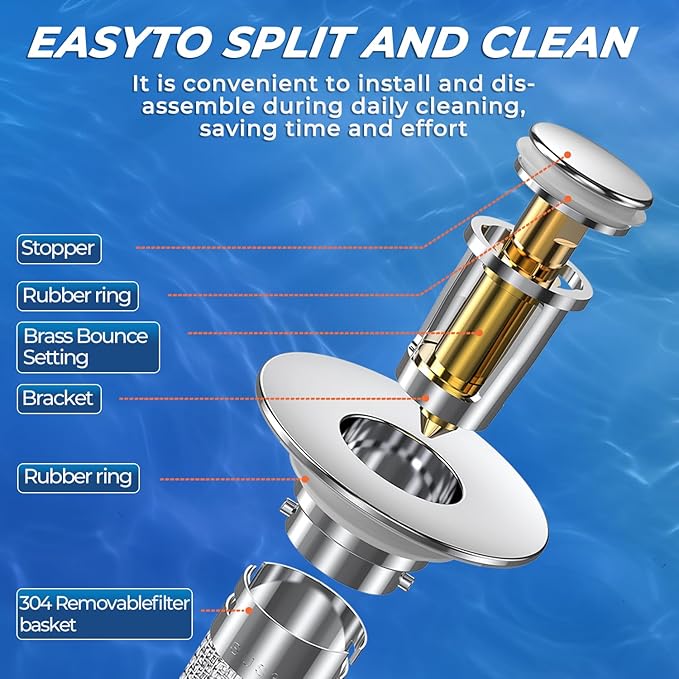 Bathroom Sink Drain Strainer, Pop-up Sink Drain Strainer - Image 2