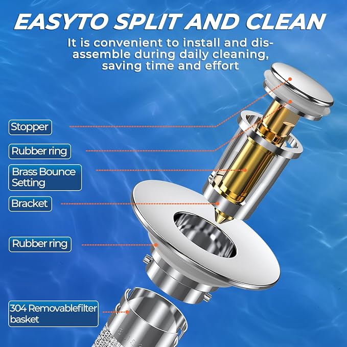 Bathroom Sink Drain Strainer, Pop-up Sink Drain Strainer - Image 7