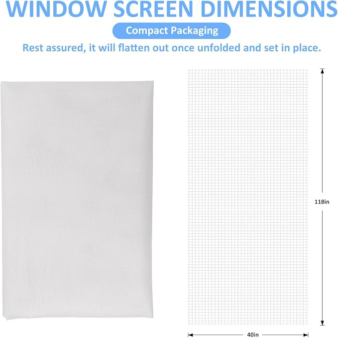 40"x118" Window Screen Mesh, Fiberglass Window Screen, Screen Door Mesh - Image 2
